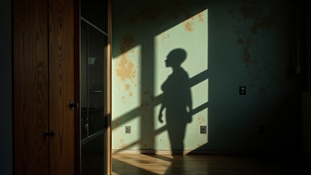 Fragmented silhouette and distorted space representing feelings of isolation in a remote work environment