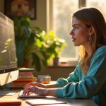 A remote worker in a sunlit home office focused on their laptop, surrounded by plants and books, illustrating practical file security in a real-world setting.